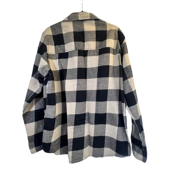 H&M Men's Shirt M Plaid Black Tan Long Sleeves - Picture 11 of 13